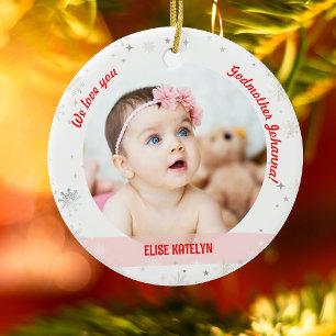 Twin Girl Boy Photo Godmor Första jul Baby Julgransprydnad Keramik