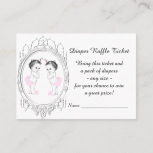 Twin Girl Diaper Raffle Biljett Tilläggskort
