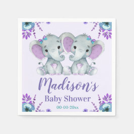 Twin Girl Elephant Baby Shower Napkins Blommigt Pappersservett
