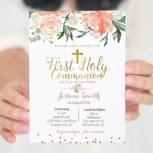 Twin Girl First Communion-inbjudan Inbjudningar