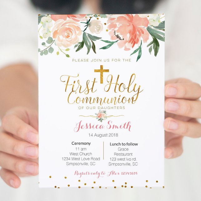 Twin Girl First Communion-inbjudan Inbjudningar (Skapare uppladdad)