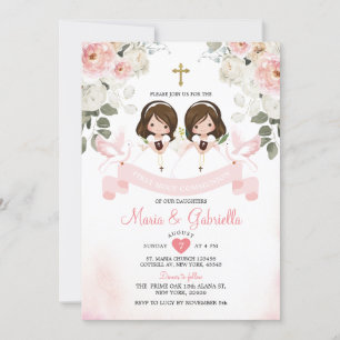 Twin Girl Flowers 1:a Heligan Communion Guld Inbjudningar