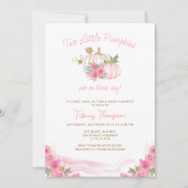Twin Girls Fall Little Pumpkins Baby Shower Inbjudningar
