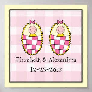 Twin Girls Keepsaki Gift Poster