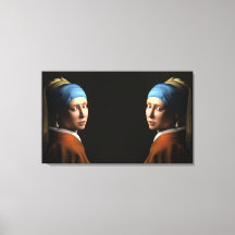 TWIN GIRLS MED EN PEARL EARRING Digital Art canvas
