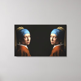TWIN GIRLS MED EN PEARL EARRING Digital Art canvas