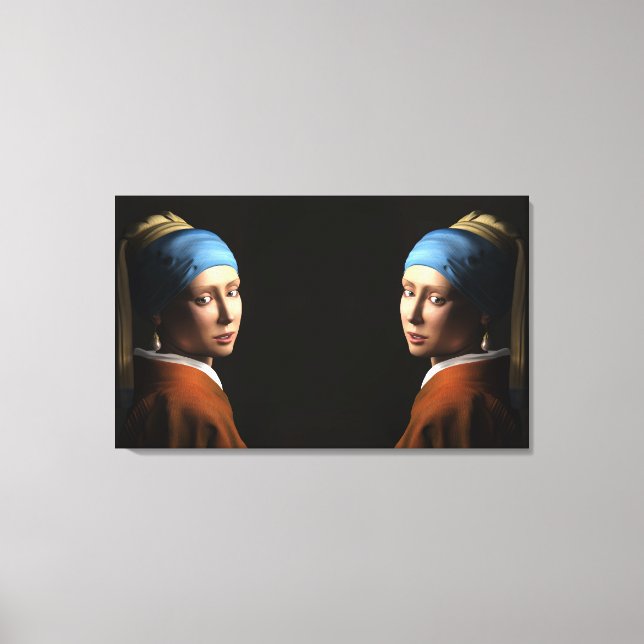 TWIN GIRLS MED EN PEARL EARRING Digital Art canvas (Framsida)