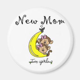 Twin Girls New mamma T-shirts och Gifts Magnet