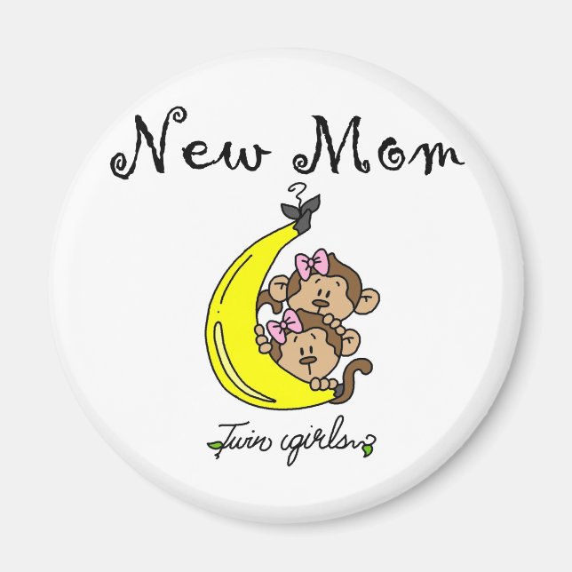 Twin Girls New mamma T-shirts och Gifts Magnet (Framsidan)
