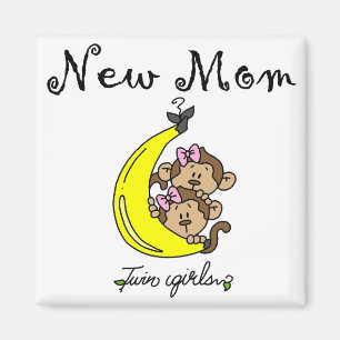 Twin Girls New mamma T-shirts och Gifts Magnet