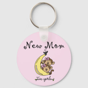 Twin Girls New mamma T-shirts och Gifts Nyckelring