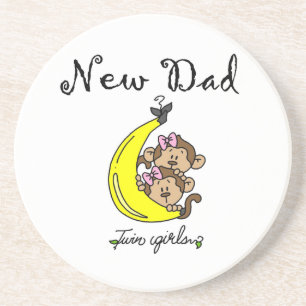 Twin Girls New Pappa Gifts Underlägg Sandsten