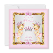 Twin Girls Princess Baby Shower Guld Rosa Blonde