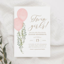 Twin Girls Rosa Balloon Eucalyptus Baby Shower