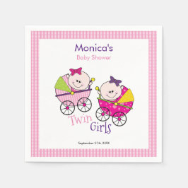 Twin Girls Rosa Gingham Baby Shower Napkin Pappersservett