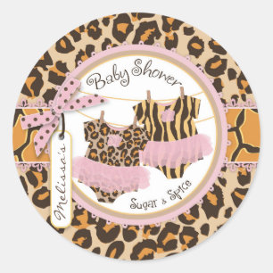 Twin Girls Tutus Cheetah Skriv ut etikett för baby