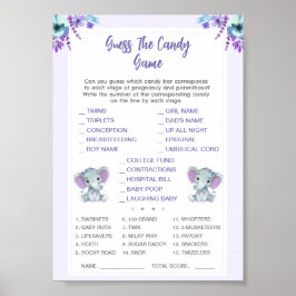 Twin Gissa Candy Baby Shower Game Elephants Poster