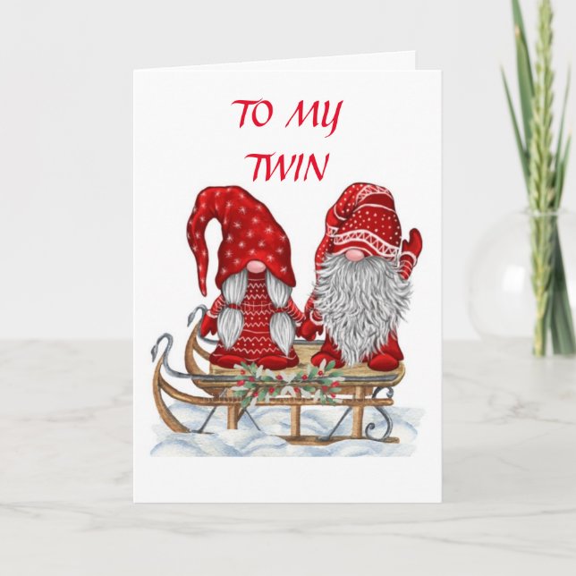 *TWIN GNOMES* FÖR *MIN TWIN* I CHRISTMAS HELGDAG HELGKORT (Framsida)