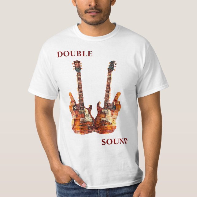Twin Guitar Flame Collage T Shirt (Framsida)