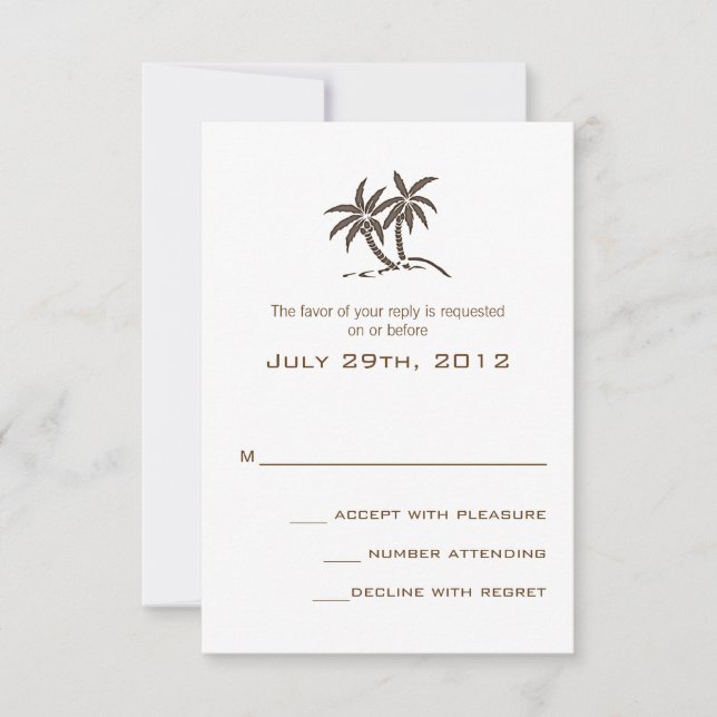 Twin Handflatan Träd Brown Tropical Beach Wedding OSA Kort (Framsida)
