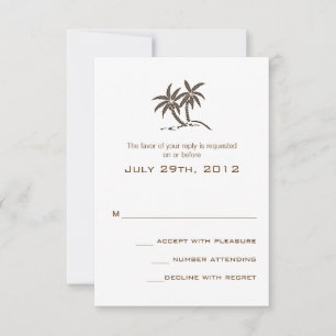 Twin Handflatan Träd Brown Tropical Beach Wedding OSA Kort