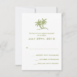 Twin Handflatan Träd Grönt Tropical Beach Wedding OSA Kort