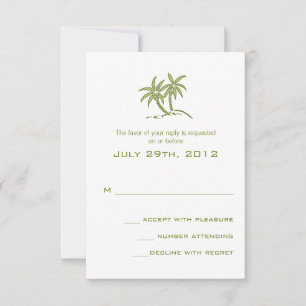 Twin Handflatan Träd Grönt Tropical Beach Wedding OSA Kort