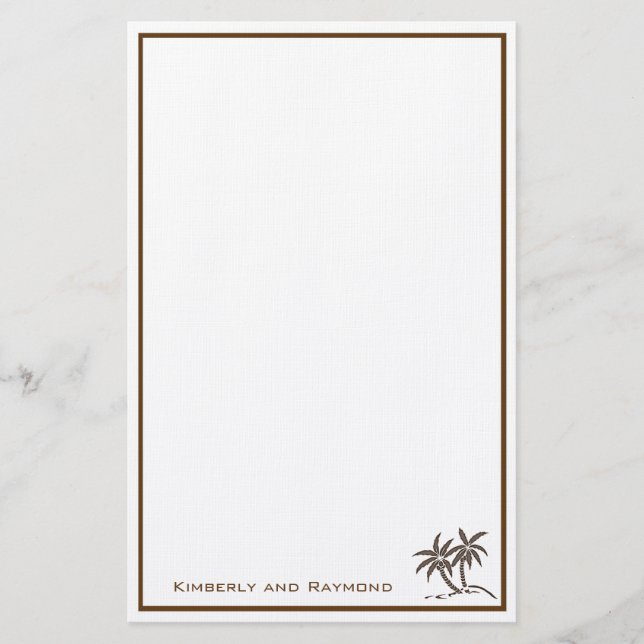 Twin Handflatan Träd Tropical Brown Personlig Brevpapper (Framsida)
