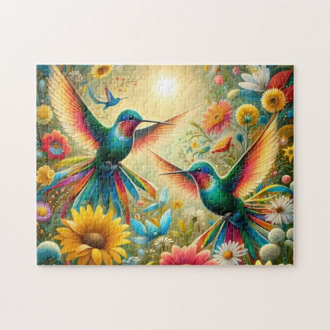 Twin Hummingbirds Sun Pussel (Horisontell)