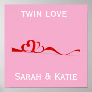 Twin Kärlek Nursery Personlig Poster