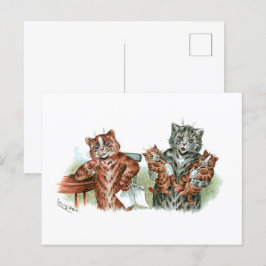 Twin Kittens Tecknad Vykort