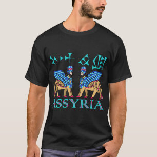 Twin Lamassu, med assyrisk Cuneiform Text Pullove T Shirt