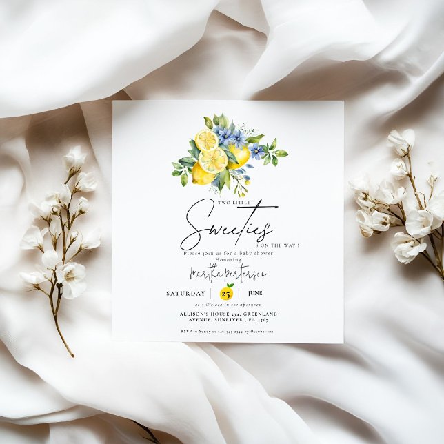 Twin Lemon Blue Citrus Fruit Summer Baby Shower Inbjudningar (Skapare uppladdad)