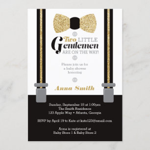 Twin Little Manar Baby Shower Inbjudan, Faux Glitt Inbjudningar