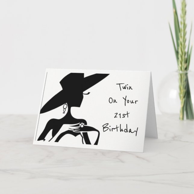 TWIN-LYCKLIG *21:a BIRTHDAY** TWIN'S BIRTHDAY Card Kort (Framsida)