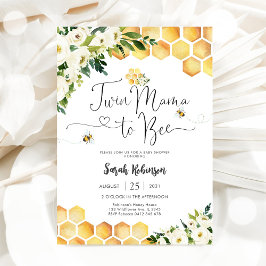 Twin Mama Bee Baby Shower Invitation Inbjudningar