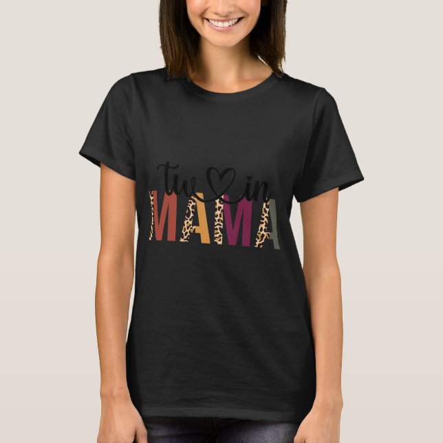 Twin Mama Mothers Day Squared Mommy Leopard New Mo T Shirt (Framsida)