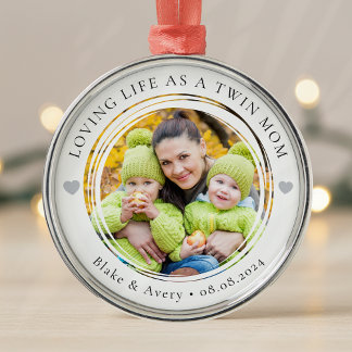 Twin Mamma Photo Keepsakthearts Julgransprydnad Metall