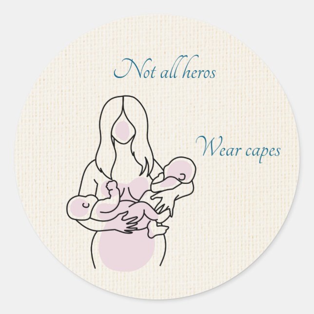 Twin Mamma Superhjälten Runt Klistermärke (Framsida)