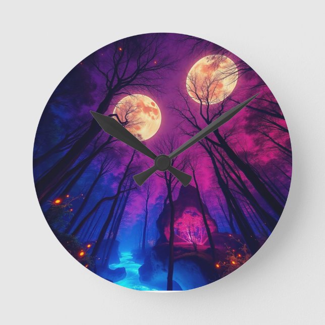 Twin Måne Rund Klocka (Framsida)