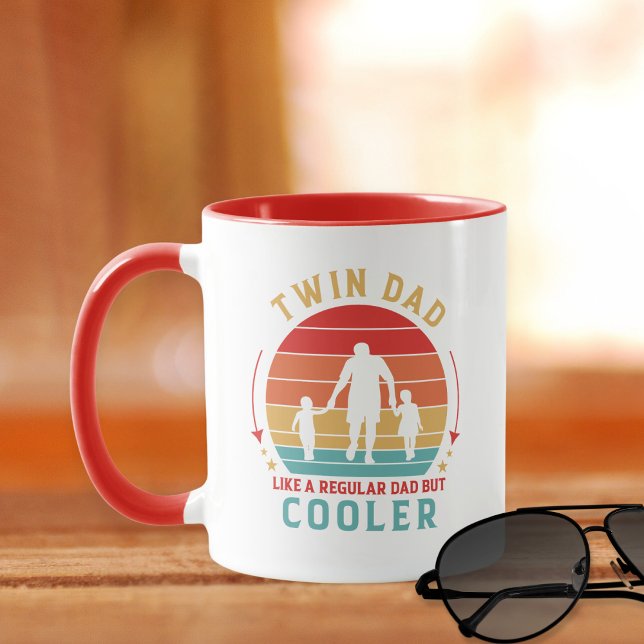 Twin Pappa Retro Sunset Coffee Mugg (Ther perfect Father's Day, Christmas, Birthday or "just because" gift for the twin dad in your life.)