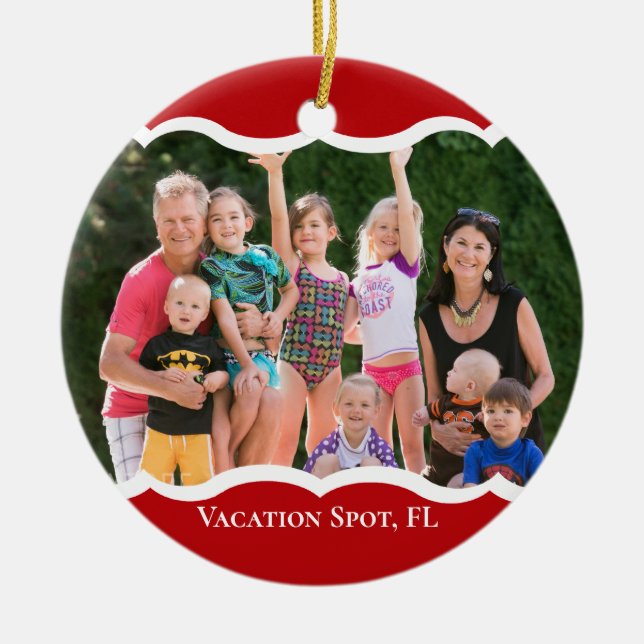 Twin Photo Red Ceramic Ornament (Framsidan)