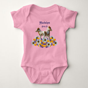 Twin Ponies Baby A med Namn T Shirt