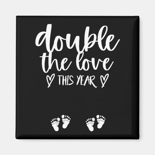Twin Pregnancy Valentines Day Baby Announcement  Magnet (Framsidan)