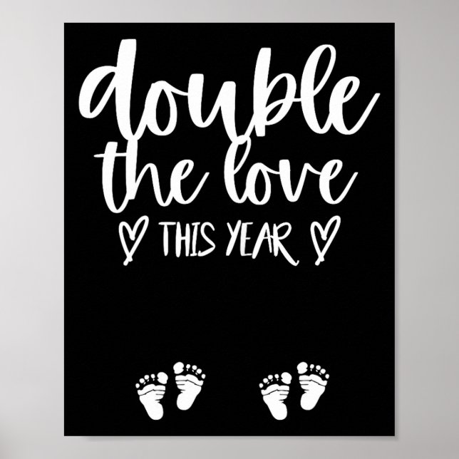 Twin Pregnancy Valentines Day Baby Announcement  Poster (Framsidan)