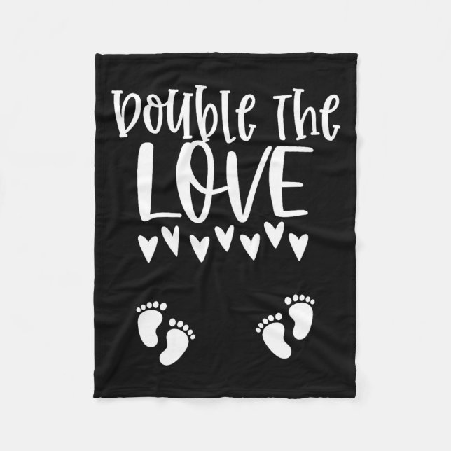 Twin Pregnancy Valentines Day Pregnant Mom Baby An Fleecefilt (Framsidan)