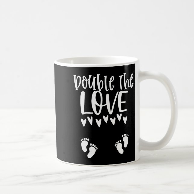 Twin Pregnancy Valentines Day Pregnant Mom Baby An Kaffemugg (Höger)