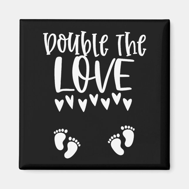 Twin Pregnancy Valentines Day Pregnant Mom Baby An Magnet (Framsidan)