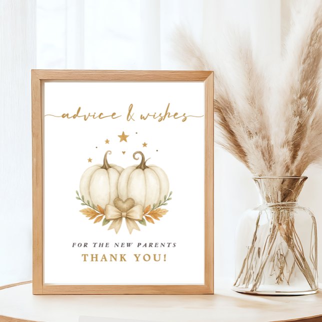 Twin Pumpkin Baby Shower Advice Wishes New Parents Poster (Skapare uppladdad)