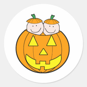 Twin Pumpkin Spädbarn Graphic Runt Klistermärke